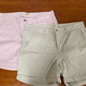 Lot of 2 LEVI'S Size 10 W 30 Womens Misses Mid-Length Jean Shorts Pink and Tan